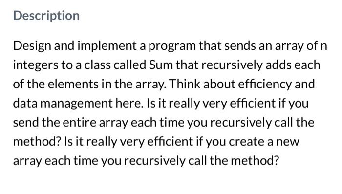 In python please Design and implement a program that sends an array