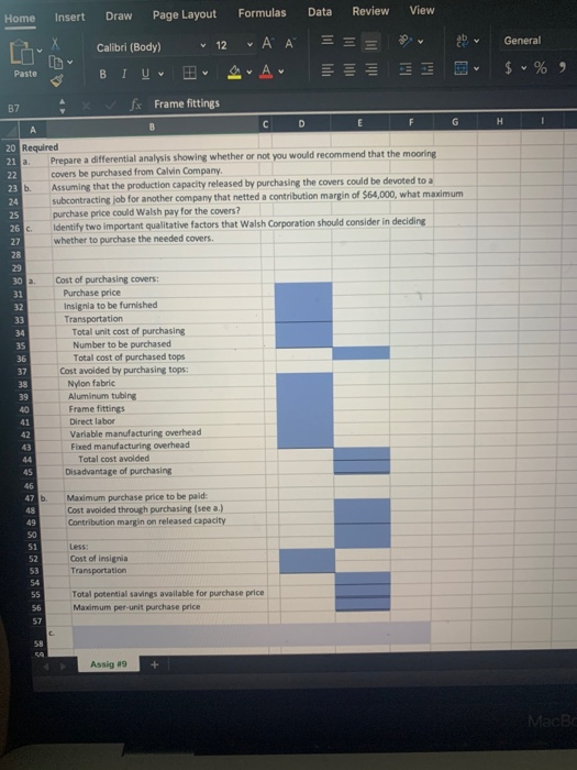 Frame fittings G X C D E F 1 Make or Buy