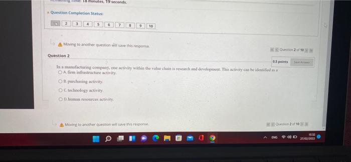  10 minutes, 19 seconds Question Completion Status: 2 3 7 8