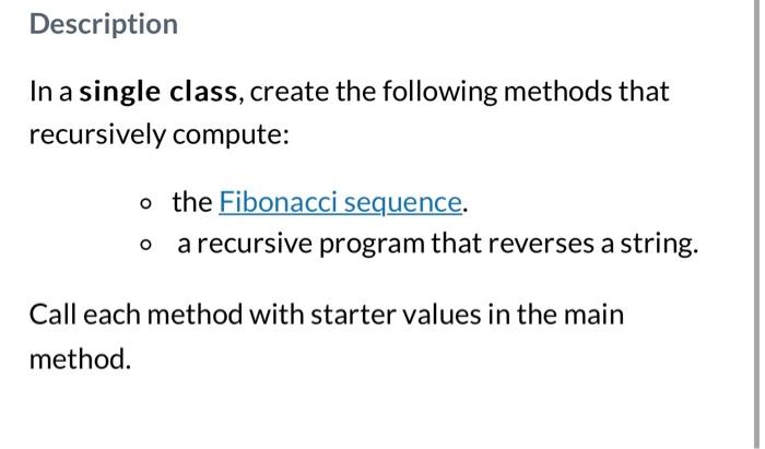 In python please Description In a single class, create the following methods