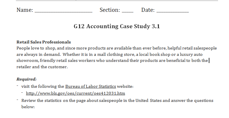  ACCOUNTING CASE STUDY QUESTION : This case study will require some