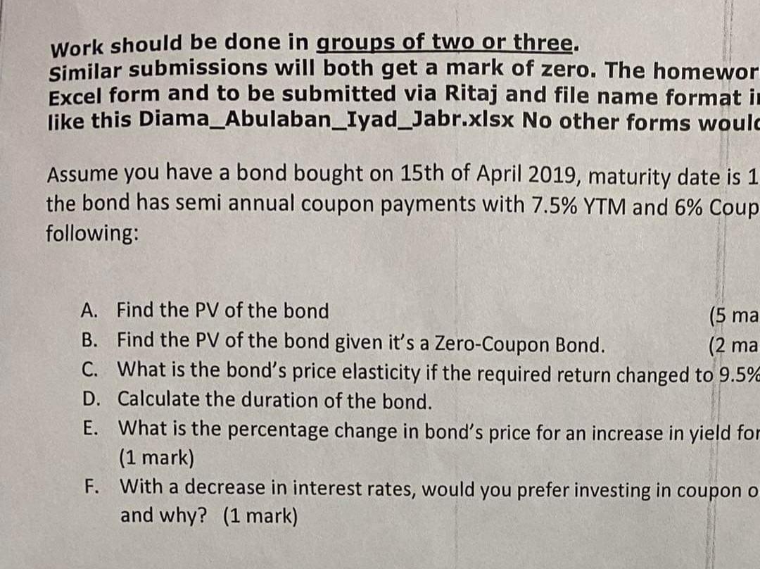 Work should be done in groups of two or three. Similar