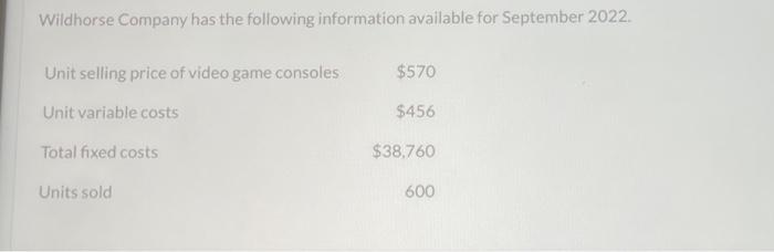 what is the total for sales, variable costs, contribution margin? Wildhorse Company