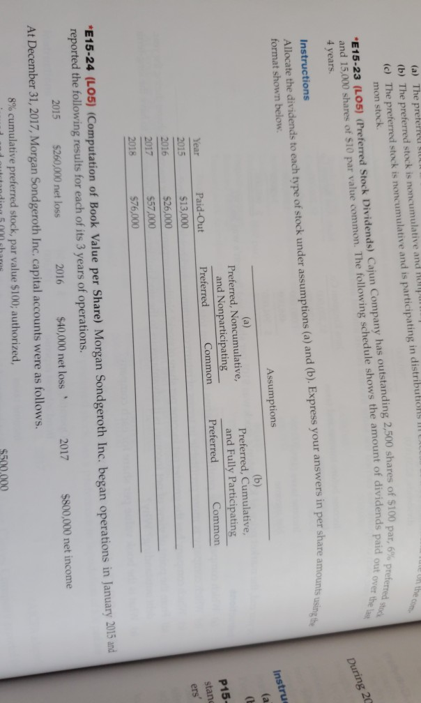 help with E15-23 please help with E15-23 please. e un the