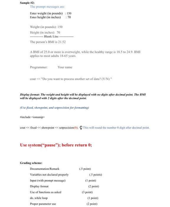 height (in inches). The application should calculate the user's body mass index