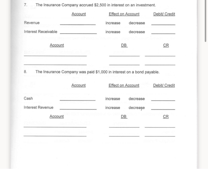 answer these problems pleaseanswer the account thank you 7. The Insurance Company