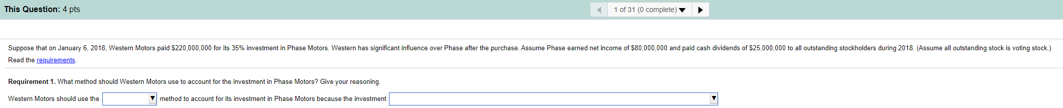 Motors use to account for the investment in Phase Motors? Give your