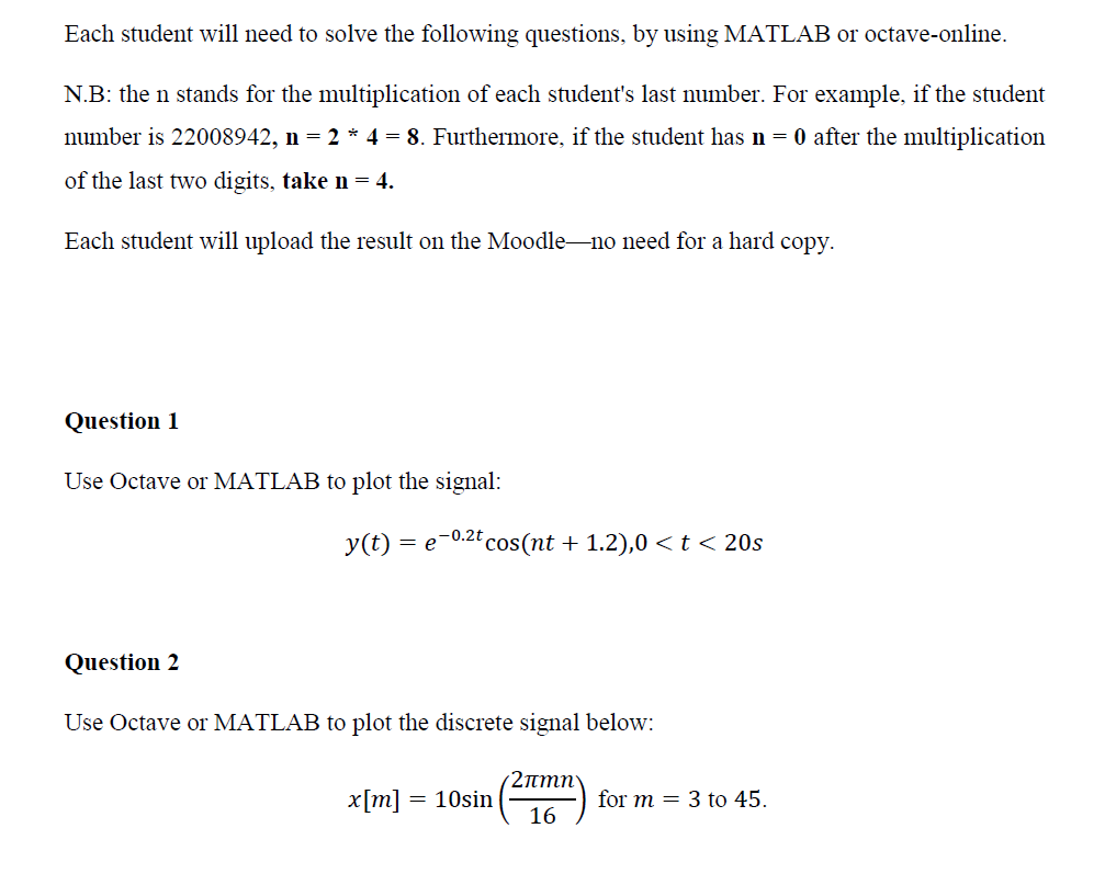  PLEASE USE N = 12. DO NOT USE THE VALUES OF