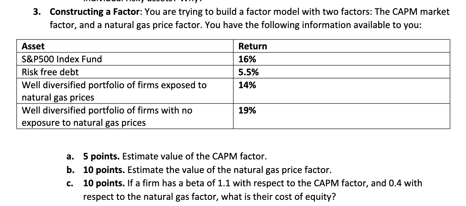 3. Constructing a Factor: You are trying to build a factor