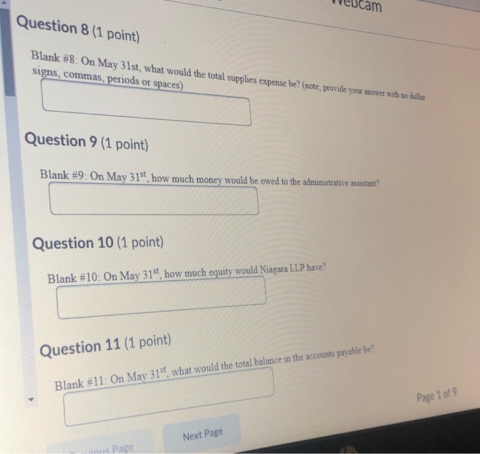 month of operations, the following transactions occurred for Niagara LLP an accounting