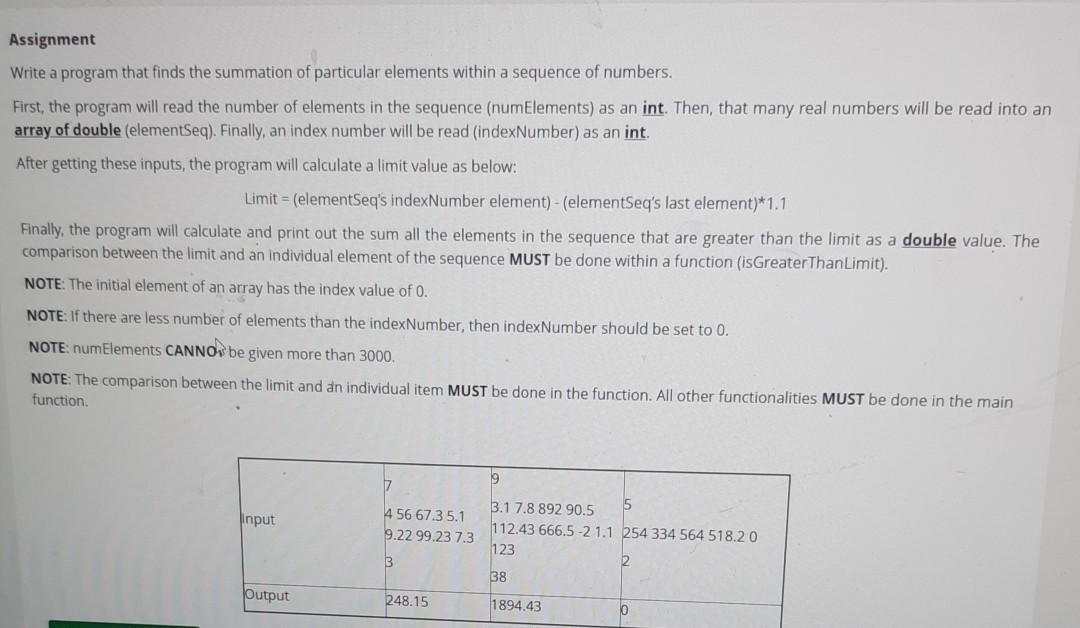 c++ Assignment Write a program that finds the summation of particular