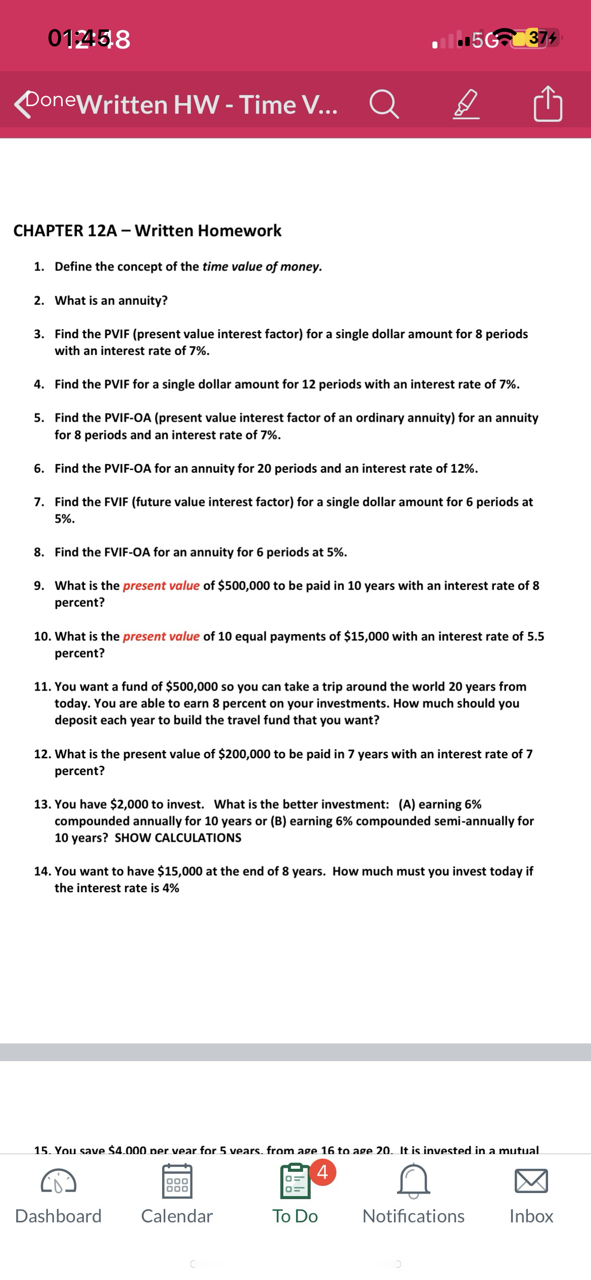 question 3 to 10 CHAPTER 12A - Written Homework 1. Define the