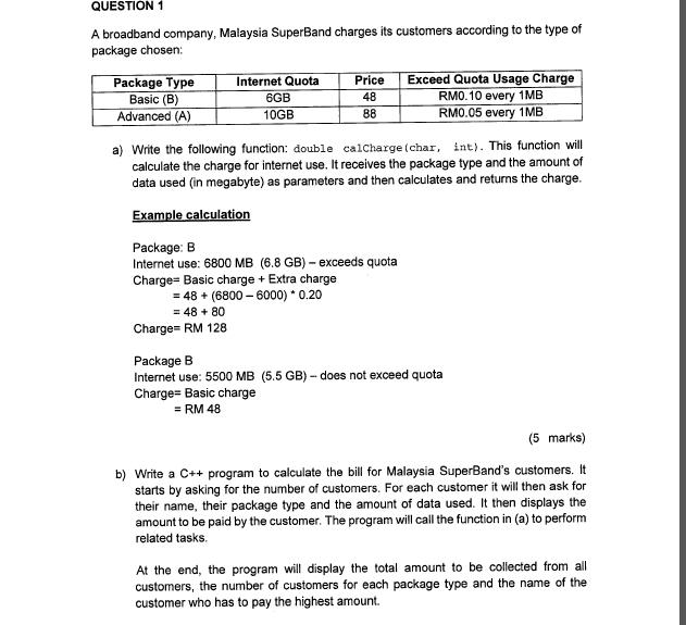 question 1(b) and please add comment in code QUESTION 1 A