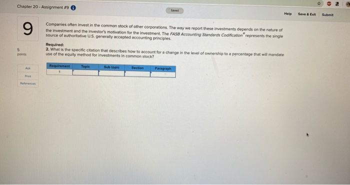  Chapter 20 - Assignment 19 Help Save & Exit Submit Companies