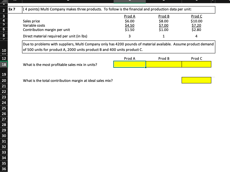 F 2 Ex 7 3 4 5 (4 points) Multi Company