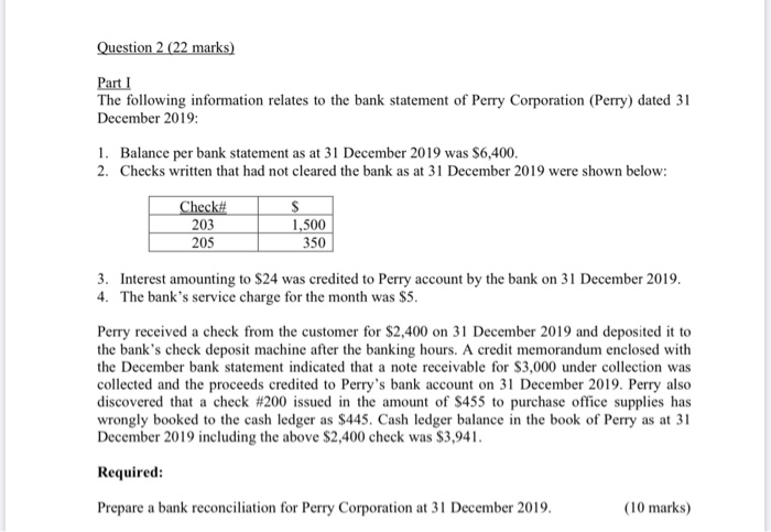  Question 2 (22 marks) Part 1 The following information relates to