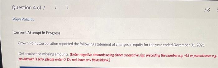  Current Attempt in Progress Crown Point Corporation reported the following statement