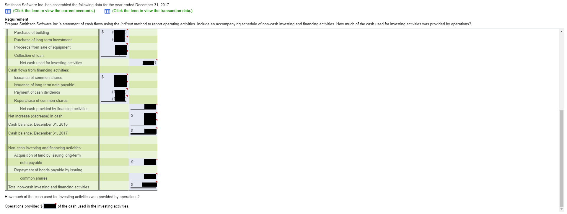 (similar to) Smithson Software Inc. has assembled the following data for the