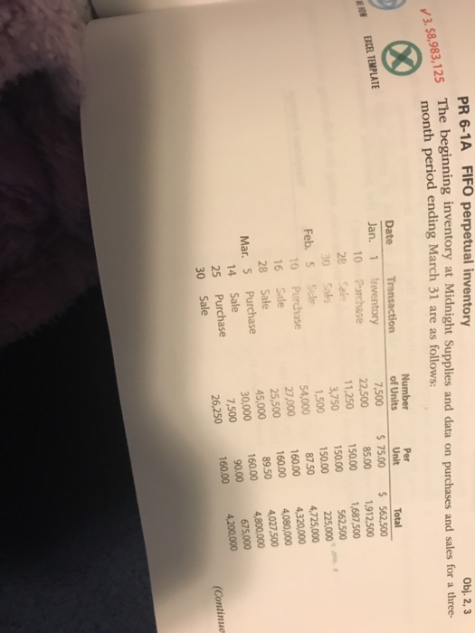 Please type the answer. need help with 6-2A PR 6-1A FIFO perpetual