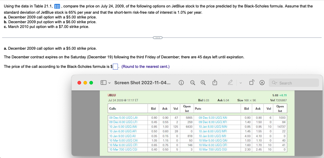  Using the data in Table 21.1, , compare the price on