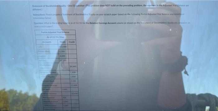  Statement of Stockbilder ofty One Chestion is problem does NOT bund