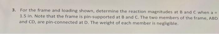 Help 3. For the frame and loading shown, determine the reaction magnitudes