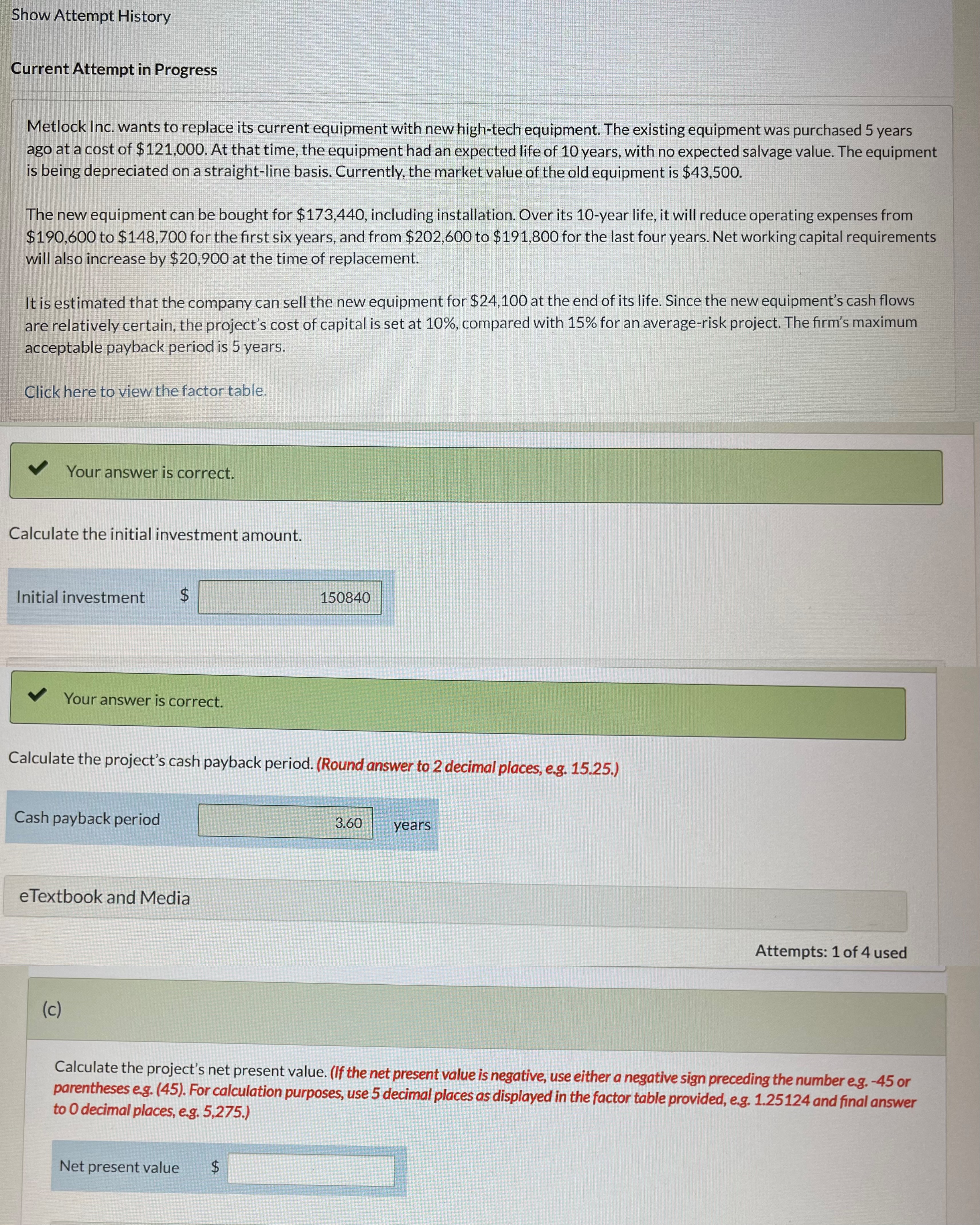  Please find the Net present value by using factor table 