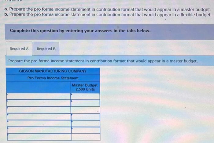 Manufacturing Company established the following standard price and cost data. Gibson planned