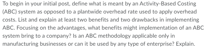  To begin in your initial post, define what is meant by