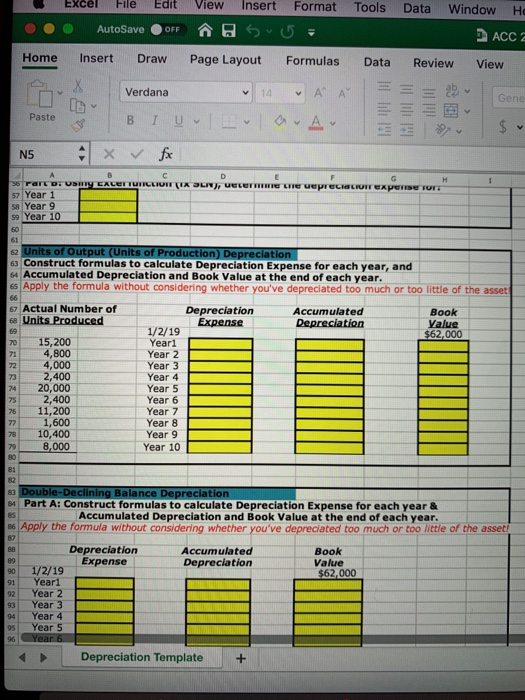 Tools Data Window Help ACC 213 - Chapter 8 Instructions & Template