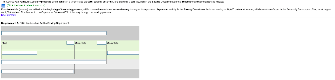 please fill in boxes with only correct answers data table requirements The