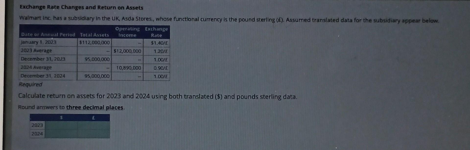 experts only please. Exchange Rate Changes and Return on Assets Walmart