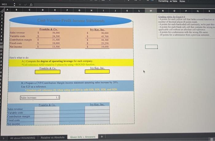  please add the formulas answer sheet below Formatting as Table Styles