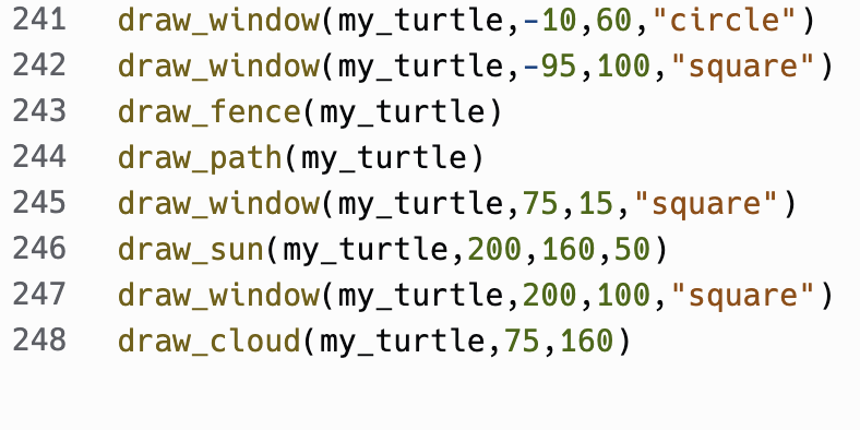 This code has all the required instructions to draw a fancy house,