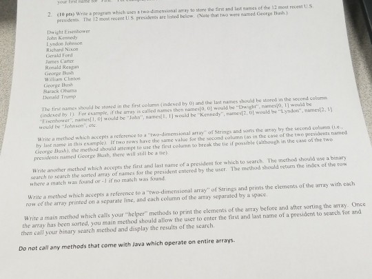  our first a T 2. ?10 pts) wrte a program whichues