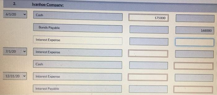 2020, Sarasota Company issued $216,000 of 8%, 10-year bonds at par. Interest