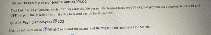 i need ans for AI 3 QS AI-2 Preparing payroll joumal entrles