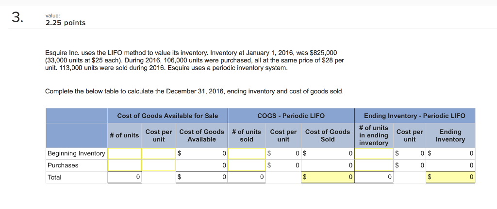 $25 each. During the month of January, 150 units were purchased on