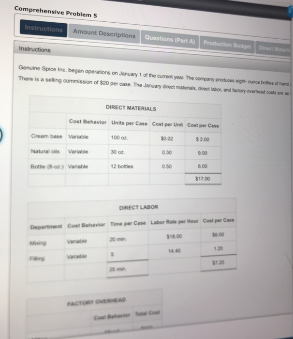  all the information has been provided Comprehensive Problem 5 Instructions Amount