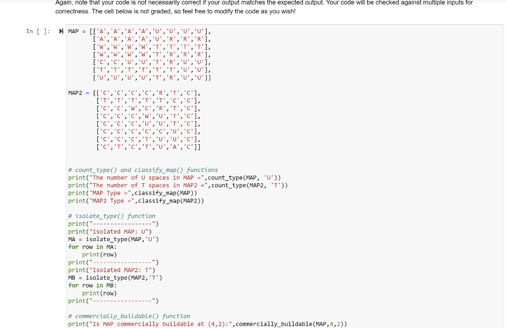 entry in the matrix contains the type of land at that point