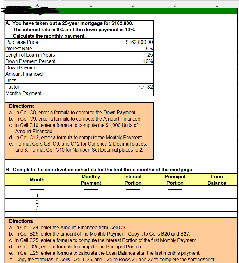 Please help with formulas so i can check my work. A.