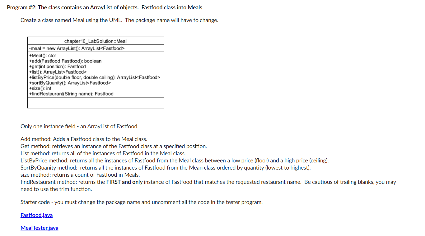  Java program practice #2: The class contains an ArrayList of objects.