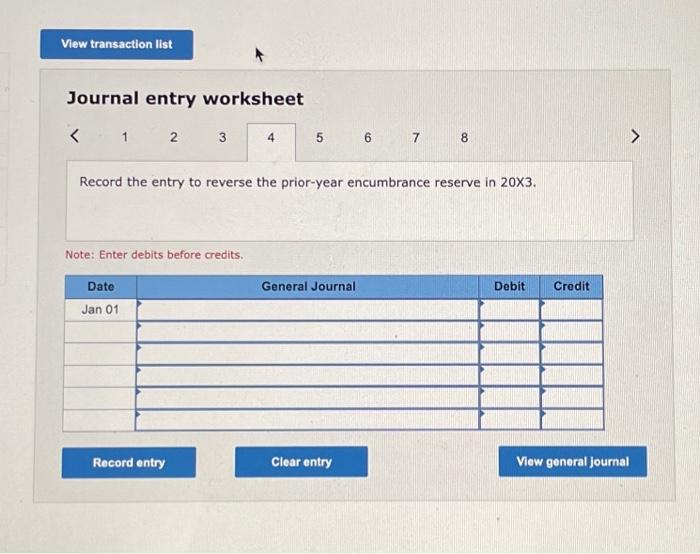 Note: Enter debits before credits. Journal entry worksheet 12345 Record the expenditure