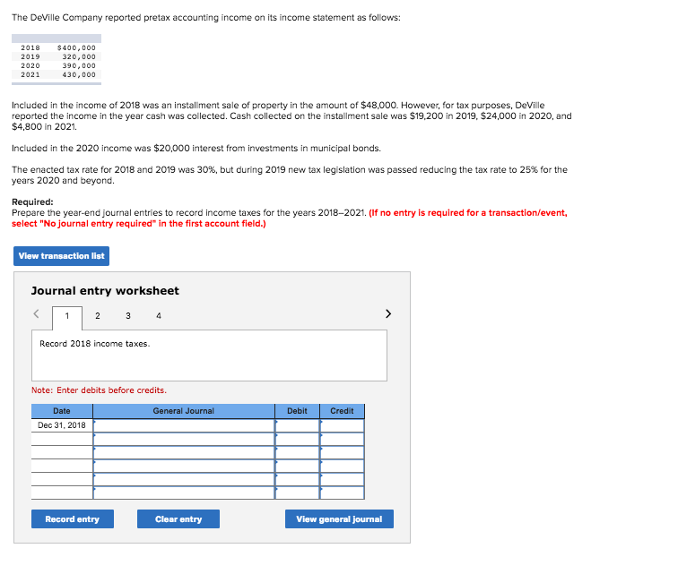  Please Answer All questions The DeVille Company reported pretax accounting income