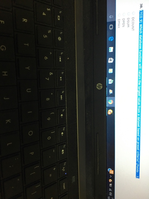  Which database function will return the largest value from a dataset