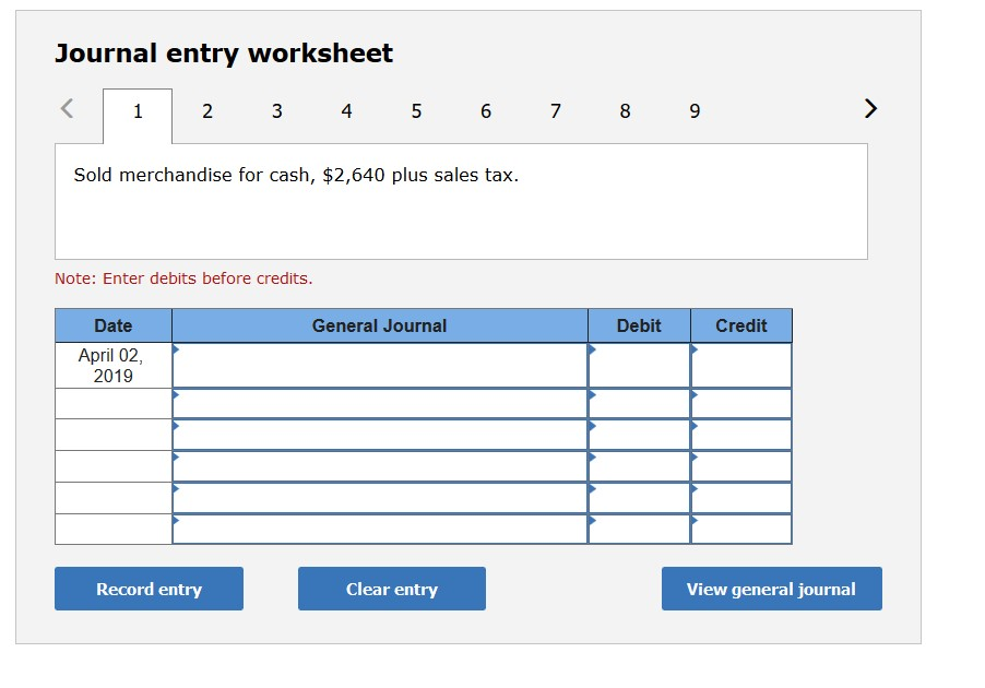Journal entry worksheet 2 3 4 5 6 7 8 9