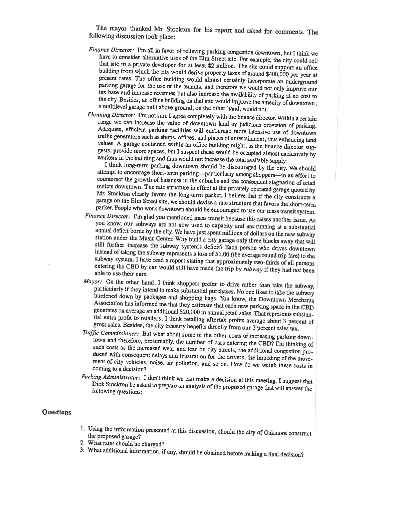 Oakmont construct the proposed garage? Downtown Parking Authority In January a meeting