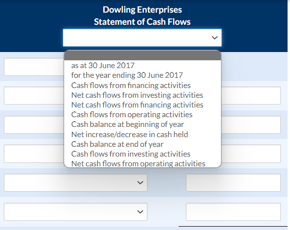 the financial year ending 30 June 2017. Cash balance at beginning of