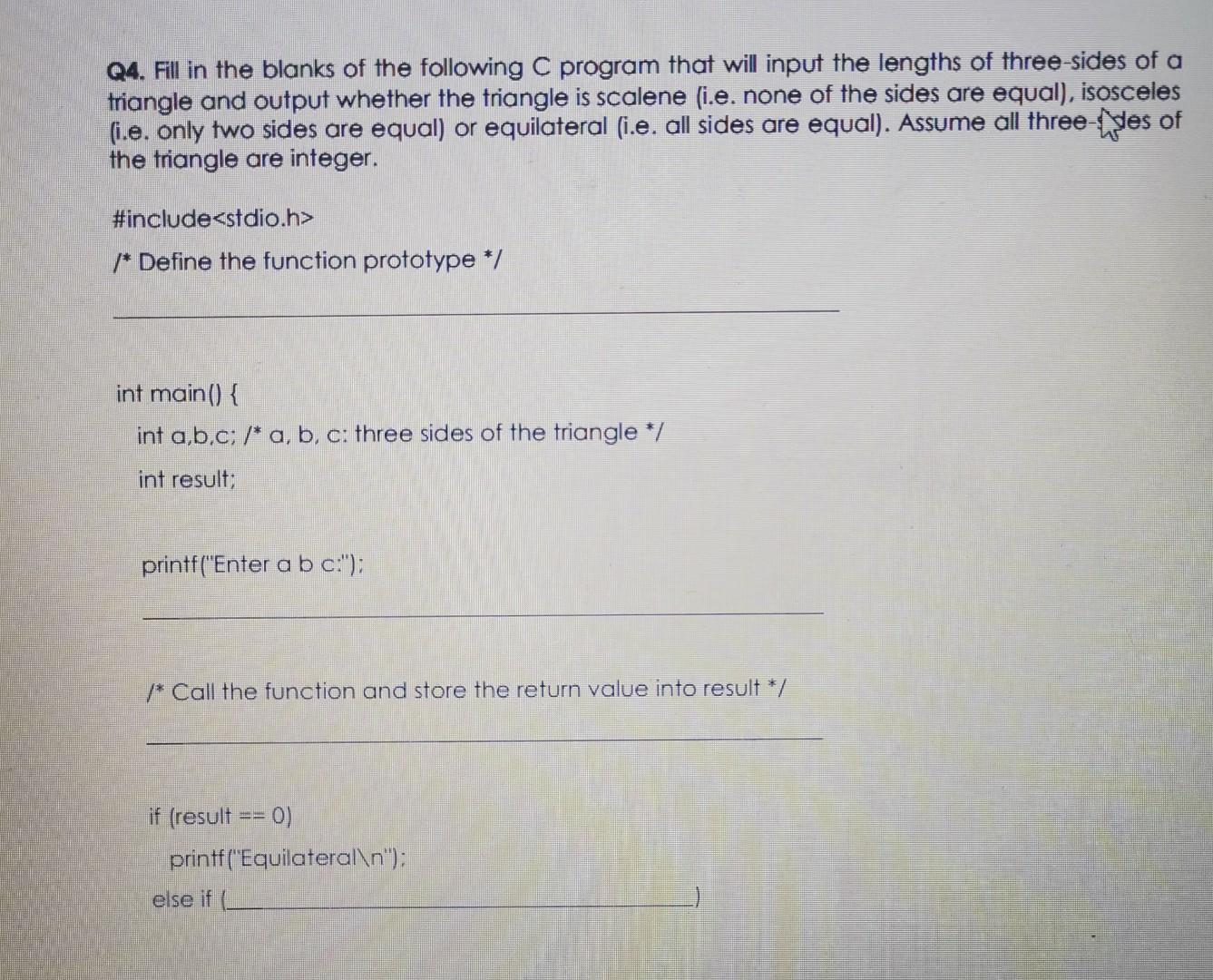 of the following C program segments below. You must show all the