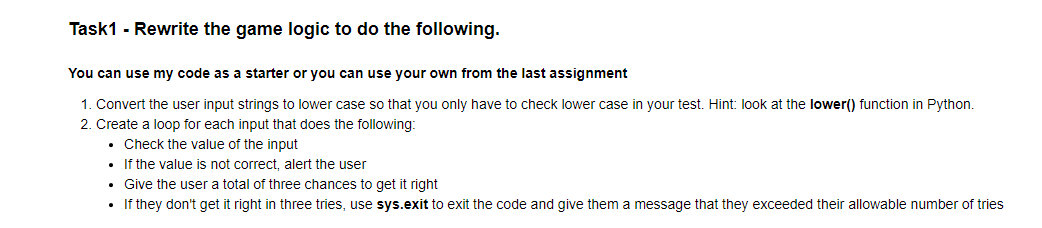  Python code for task #1 import sys # Get User input